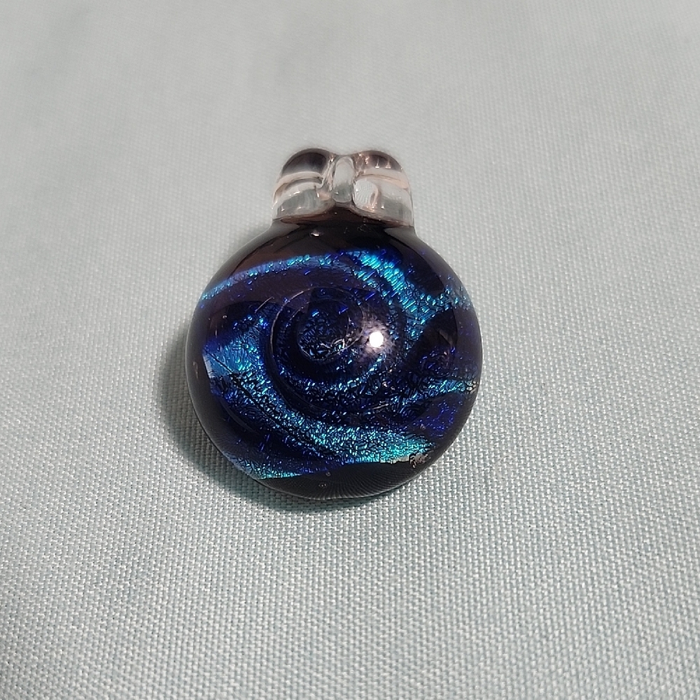 Mystic Blue Swirl Glass Pendant Necklace